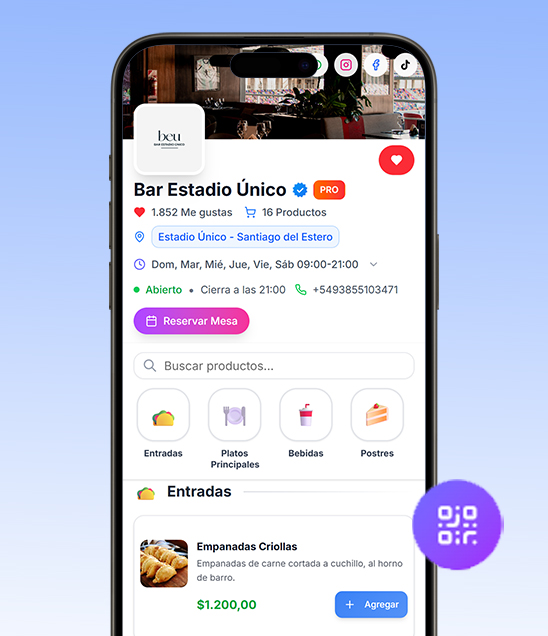 Menú online con código QR